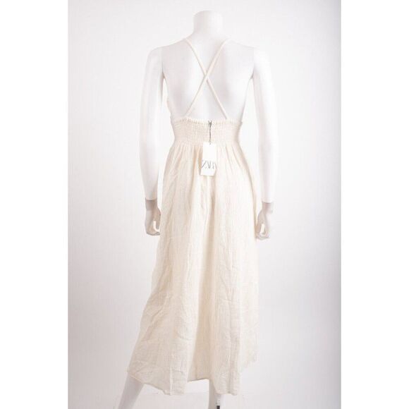 Zara Womans Crochet waist Midi Dress Size S Ecru Off white 7200/222 NWT - Picture 6 of 7